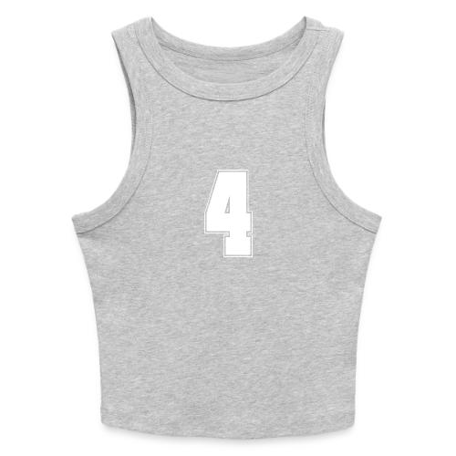White Number 4 – Varsity Font - Slim Fit Rib Women's Tank Top