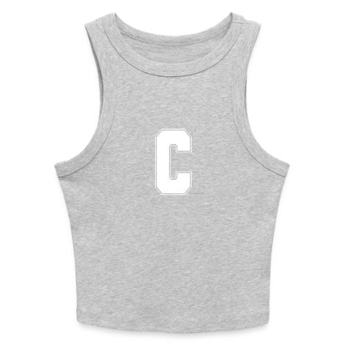 White Letter C – Varsity Alphabet Monogram - Slim Fit Rib Women's Tank Top