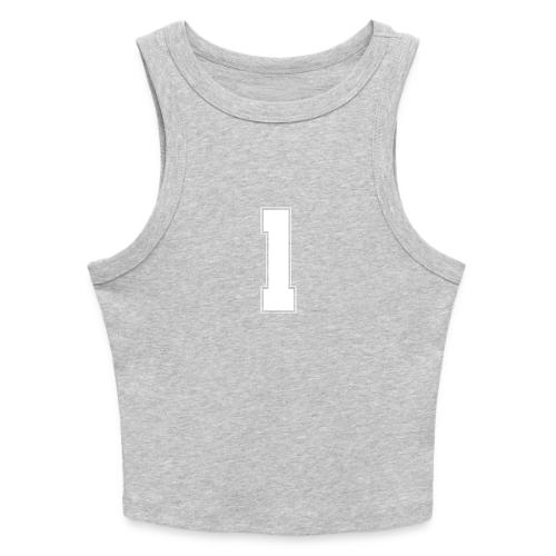 White Number 1 – Varsity Font - Slim Fit Rib Women's Tank Top