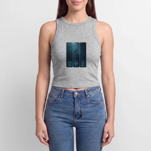Neon Liberty USA Triptych - Slim Fit Rib Women's Tank Top