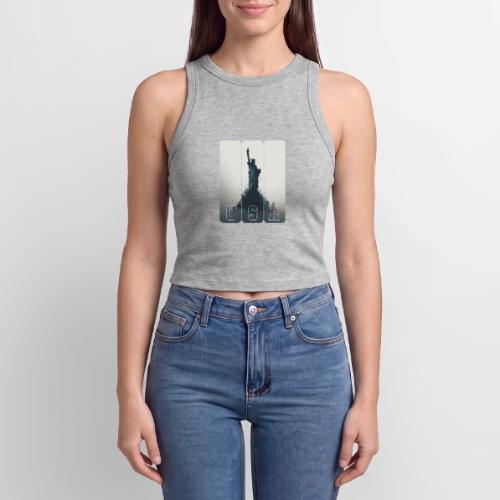 USA: Liberty Rising Over Manhattan - Slim Fit Rib Women's Tank Top