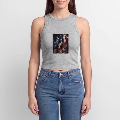 USA: Worn Stars and Stripes - Slim Fit Rib Women's Tank Top