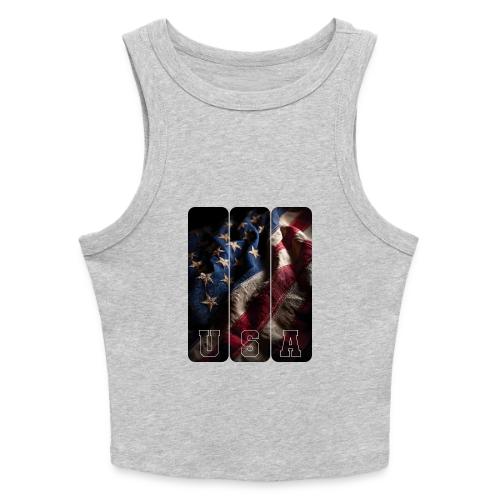 USA: Worn Stars and Stripes - Slim Fit Rib Women's Tank Top