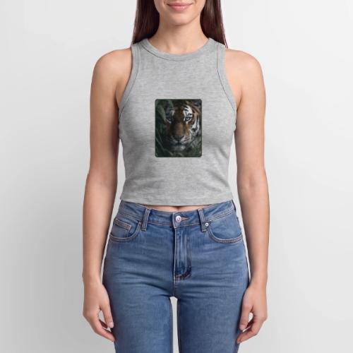 Tiger Jungle Eyes Wildlife Design - Slim Fit Rib Women's Tank Top