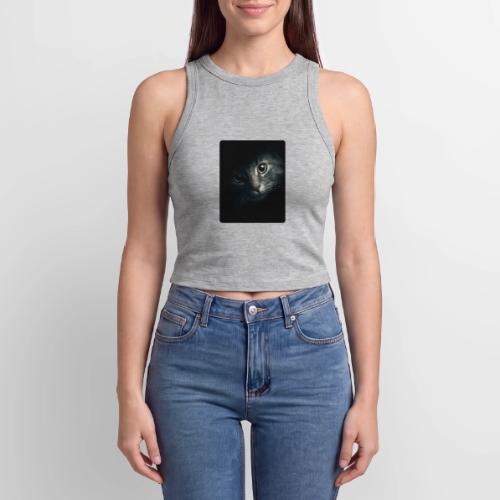 Cat Face in Shadow Close-Up Design - Slim Fit Rib Women's Tank Top