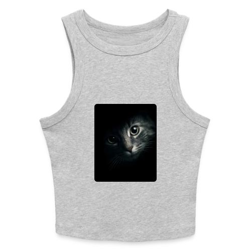 Cat Face in Shadow Close-Up Design - Slim Fit Rib Women's Tank Top
