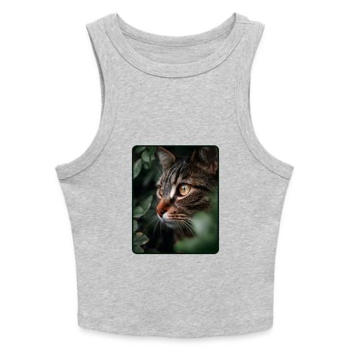 Tabby Cat Jungle Eyes Design - Slim Fit Rib Women's Tank Top