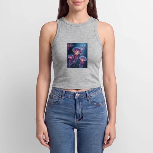 Glowing Jellyfish Deep Sea Design - Slim Fit Rib Women's Tank Top