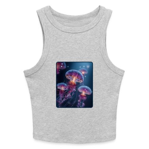 Glowing Jellyfish Deep Sea Design - Slim Fit Rib Women's Tank Top