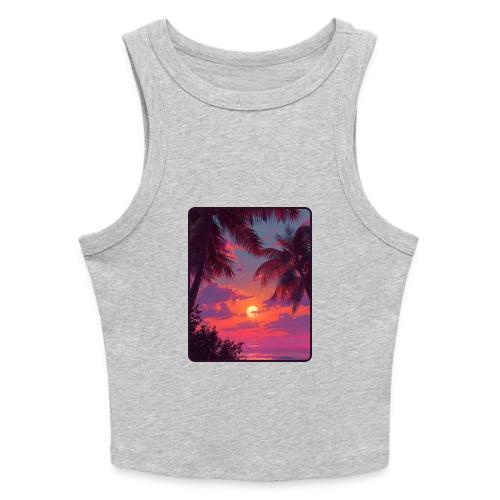 Tropical Sunset Palm Silhouette Design - Slim Fit Rib Women's Tank Top