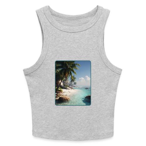 Tropical Beach Paradise Palm Design - Slim Fit Rib Women's Tank Top