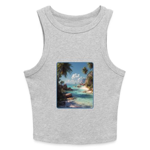 Tropical Island Paradise Ocean Design - Slim Fit Rib Women's Tank Top
