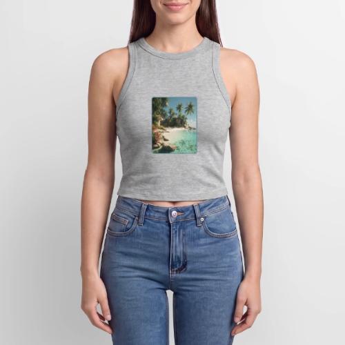 Serene Tropical Beach Floral Design - Slim Fit Rib Women's Tank Top