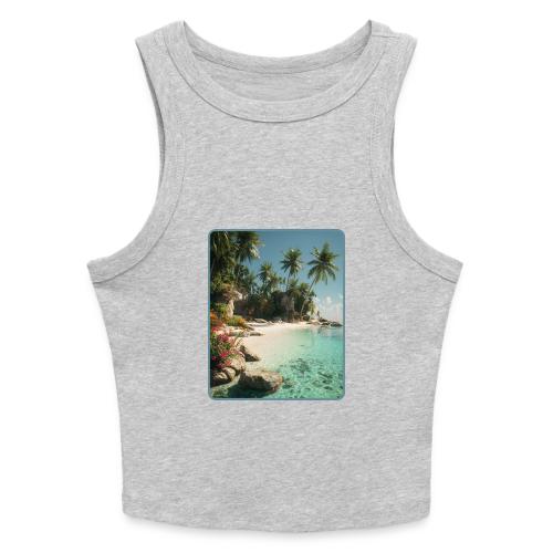 Serene Tropical Beach Floral Design - Slim Fit Rib Women's Tank Top