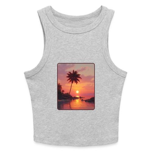 Tropical Beach Sunset Palm Design - Slim Fit Rib Women's Tank Top