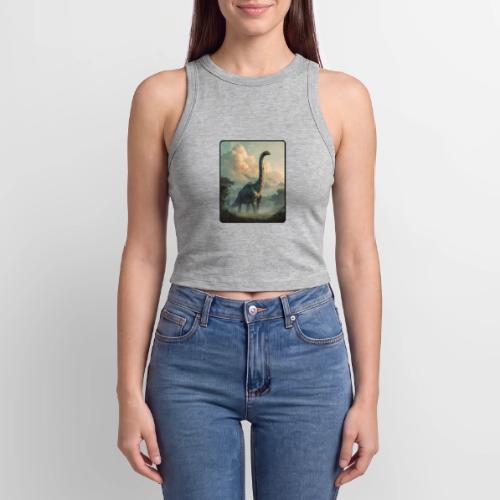 Brachiosaurus Prehistoric Scene Design - Slim Fit Rib Women's Tank Top