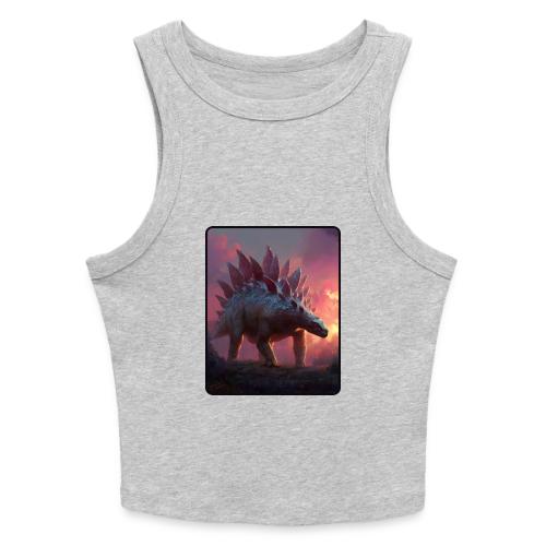 Stegosaurus Sunset Forest Design - Slim Fit Rib Women's Tank Top