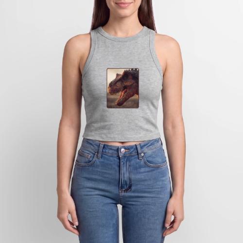 T Rex Roaring Close-Up Design - Slim Fit Rib Women's Tank Top