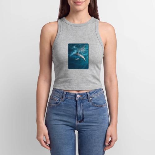 Dolphin Sunlit Ocean Serenity Design - Slim Fit Rib Women's Tank Top