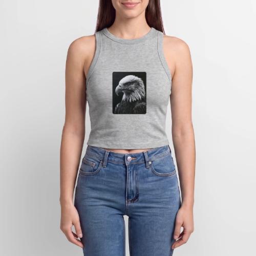 Black White Bald Eagle Design - Slim Fit Rib Women's Tank Top