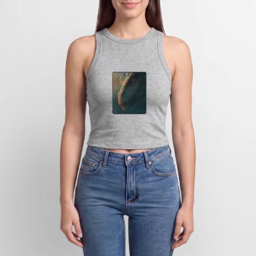 Golden Eye Dragon Close-Up Design - Slim Fit Rib Women's Tank Top