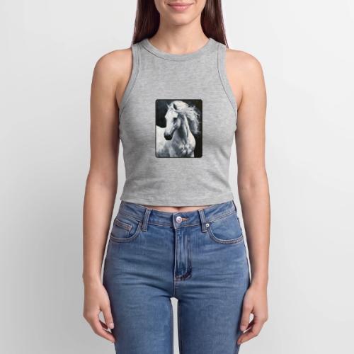White Horse Oil Painting Design - Slim Fit Rib Women's Tank Top