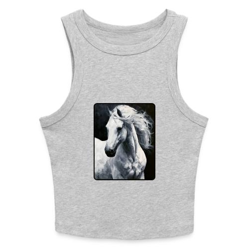 White Horse Oil Painting Design - Slim Fit Rib Women's Tank Top