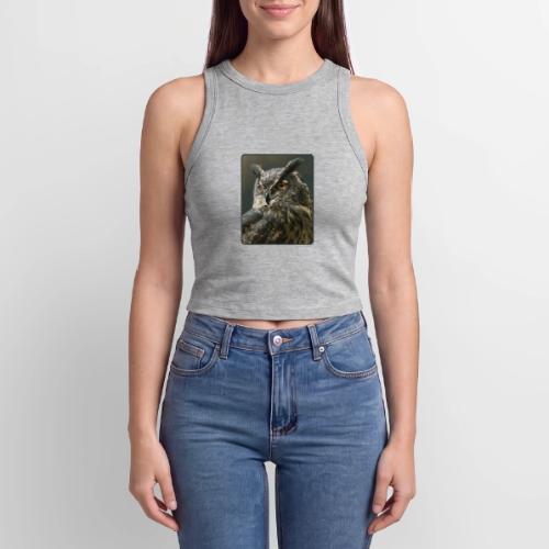 Eurasian Eagle Owl Portrait Design - Slim Fit Rib Women's Tank Top