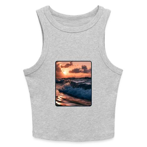 Golden Sunset Ocean Wave - Slim Fit Rib Women's Tank Top