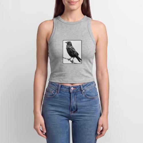 Raven Black and White Art Design - Slim Fit Rib Women's Tank Top