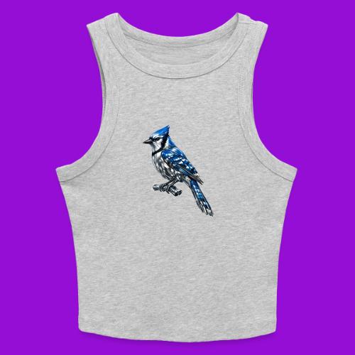 Silver Blue Jay on Perch + Flight Stages 2-print - Slim Fit Rib Women's Tank Top