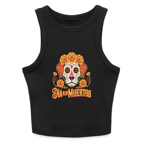 Dia De Los Muertos Dog Skull Flowers - Slim Fit Rib Women's Tank Top