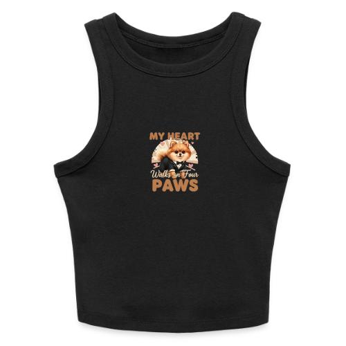 My Heart Walks on Four Paws – Pomeranian tee - Slim Fit Rib Women's Tank Top