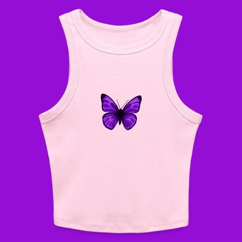 Neon Purple Butterfly - Slim Fit Rib Women's Tank Top