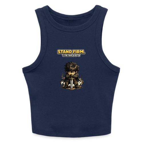 Stand Firm Chibi Warrior | 1 Peter 5:8-9 - Slim Fit Rib Women's Tank Top