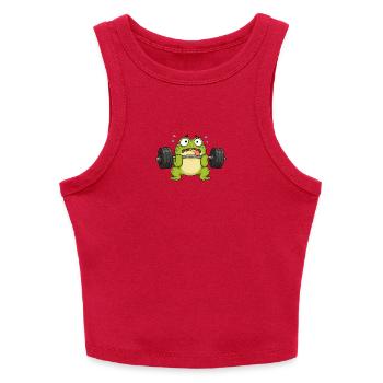 Funny frog in gym weightlifting struggling - Slim Fit Rib Women's Tank Top - red - Front - AI Model Female 172 dark (172cm)