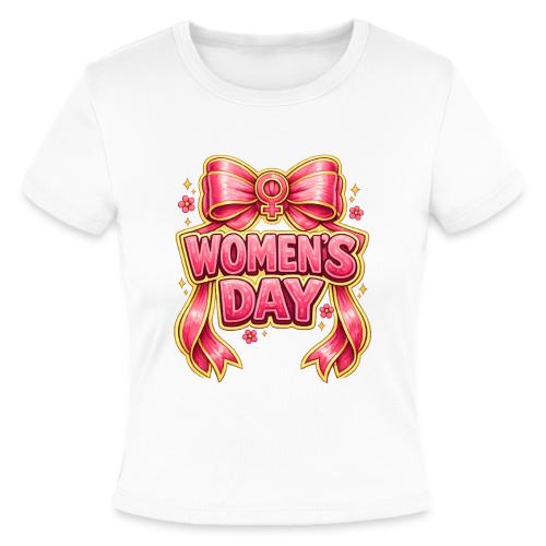 Cute Pink Bow Women’s Day Feminist Symbol - Slim Fit Rib Women's T-Shirt
