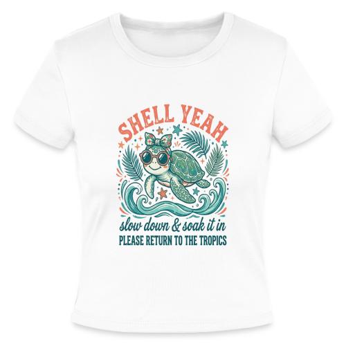 Shell Yeah Sea Turtle Beach Vibes - Slim Fit Rib Women's T-Shirt