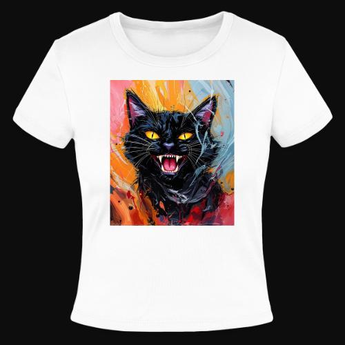Black Cat Halloween - Slim Fit Rib Women's T-Shirt