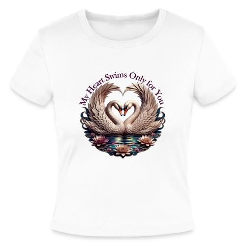 My Heart Swims Only for You Swan Heart T-Shirt - Slim Fit Rib Women's T-Shirt