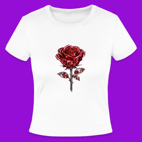 Silver Rose - Slim Fit Rib Women's T-Shirt