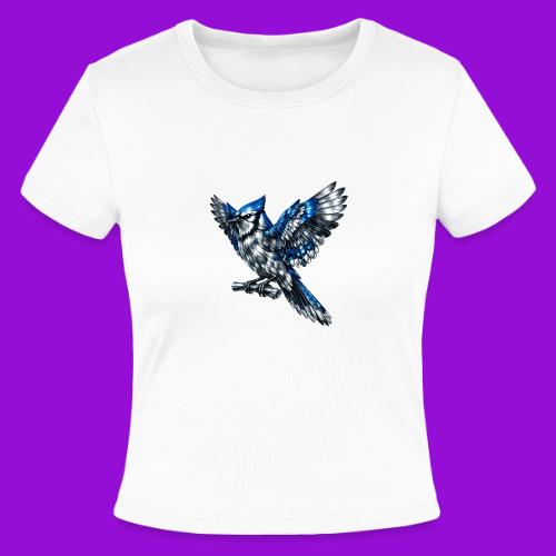 Silver Blue Jay Open Wing Perch - Slim Fit Rib Women's T-Shirt