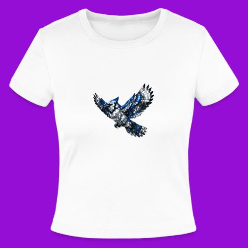 Silver Blue Jay in Flight - Slim Fit Rib Women's T-Shirt