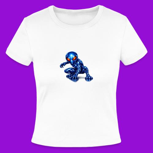 Blue Alien Crouch - Slim Fit Rib Women's T-Shirt