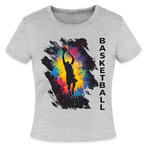High Energy Basketball Paint Splatter Art - Slim Fit Rib Women's T-Shirt