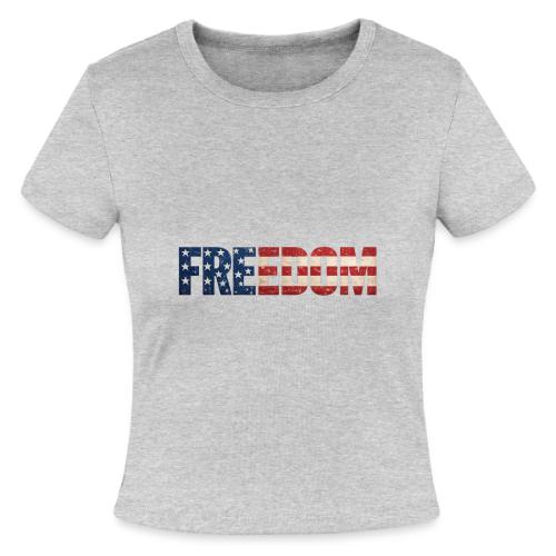 Freedom American Flag Distressed Patriotic Shirt - Slim Fit Rib Women's T-Shirt