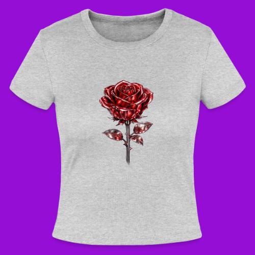 2 Set - Silver and Gold Roses - Slim Fit Rib Women's T-Shirt