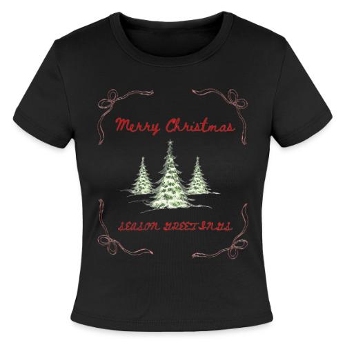 Beautiful Green Christmas Tree Graphic - Slim Fit Rib Women's T-Shirt