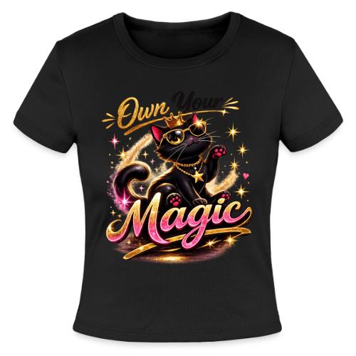 Own Your Magic – Glam Black Cat - Slim Fit Rib Women's T-Shirt