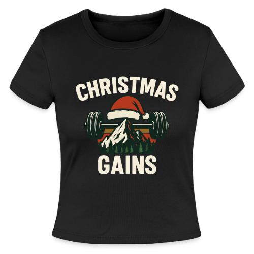 Christmas Gains – Santa Barbell Power - Slim Fit Rib Women's T-Shirt